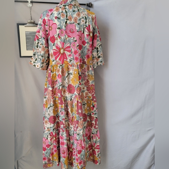 Natural Life Rebecca Midi Dress Vintage Floral Pink M - Picture 3 of 16